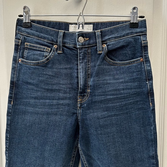 Topshop Jamie Skinny Jeans High Rise Ankle Length Raw Hem Dark Wash Size 26 - Picture 7 of 15